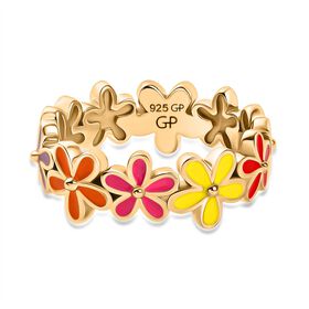 GP Italian Garden Kollektion- Floraler, emaillierter Kanchanaburi blauer Saphir Ring GP Italian Garden Kollektion- Floraler, emaillierter Kanchanaburi blauer Saphir Ring