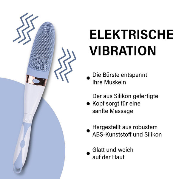 Elektrische Reinigungs-Vibrations-Badebürste mit langem Griff, 43x6,5x4cm, Blau image number 4
