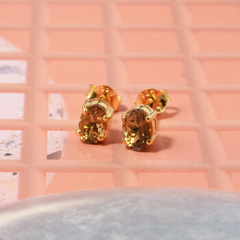 D'Joy Nat&uuml;rlicher goldener Tansanit Ohrringe 925 Silber vergoldet ca. 0,95 ct.