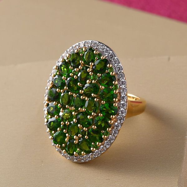 Nat&uuml;rlicher Chromdiopsid und Zirkon-Ring - 6,11 ct. image number 2