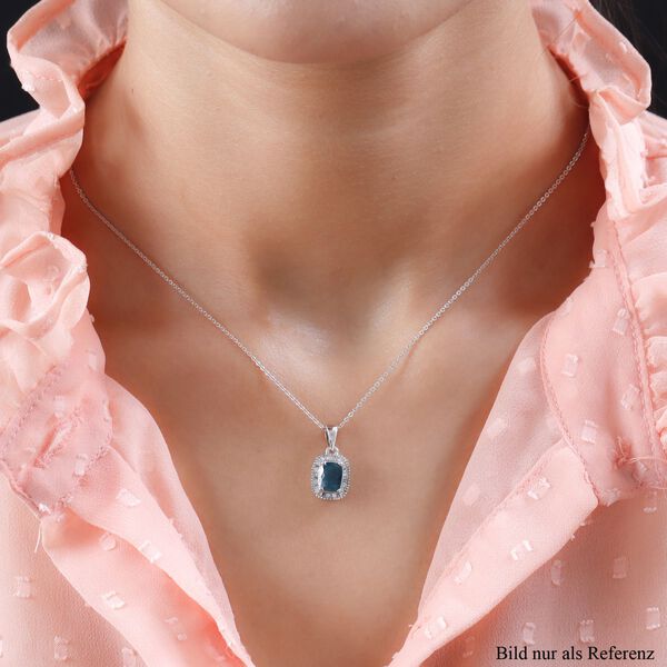 Nat&uuml;rlicher Grandidierit und wei&szlig;er Diamant-Anh&auml;nger mit Kette, 925 Silber platiniert ca. 1.61 ct image number 2