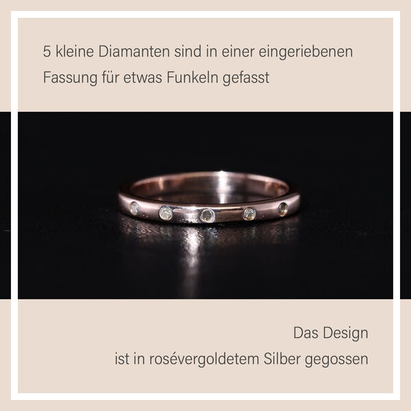 Schlichter, funkelnder Bandring, rosévergoldet image number 9