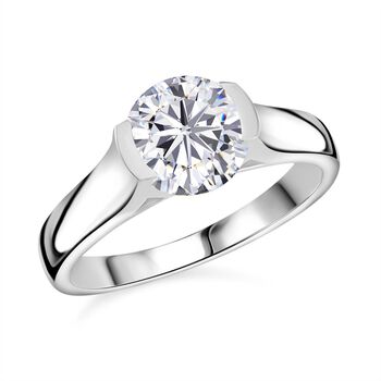 Moissanit Ring, 925 Silber platiniert - 2 ct.