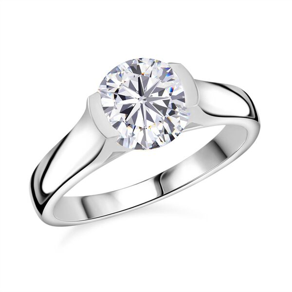 Moissanit Ring, 925 Silber platiniert - 2 ct.