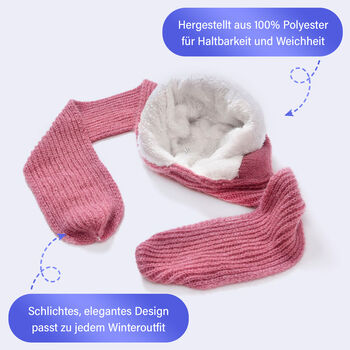 2-in-1 Gestrickte Winter Schalm&uuml;tze, rosa