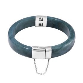 EXTREM SELTEN - Natürlicher Olmek Jadeit Armreif ca. 19 cm 925 Silber rhodiniert ca. 250.00 ct