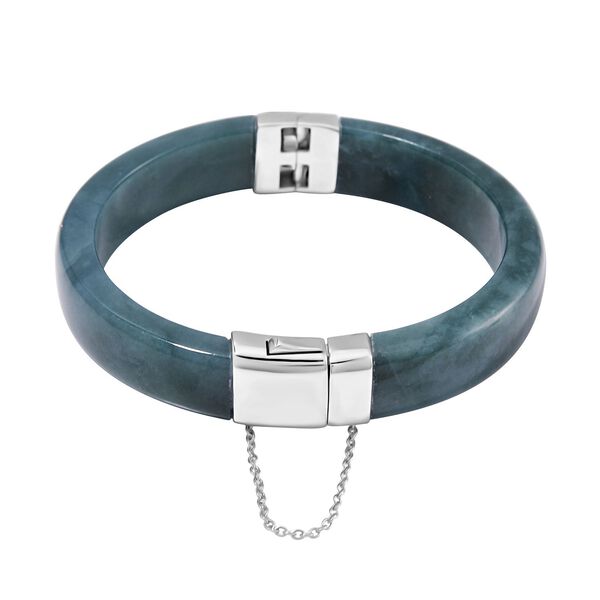EXTREM SELTEN - Natürlicher Olmek Jadeit Armreif ca. 19 cm 925 Silber rhodiniert ca. 250.00 ct image number 0