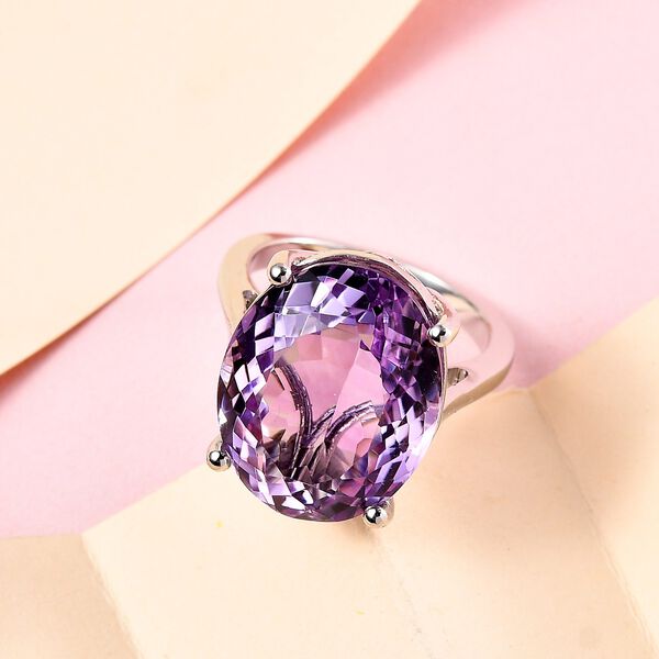 Rose De France Amethyst Ring, 925 Silber platiniert (Gr&ouml;&szlig;e 18.00) ca. 15,00 ct image number 2