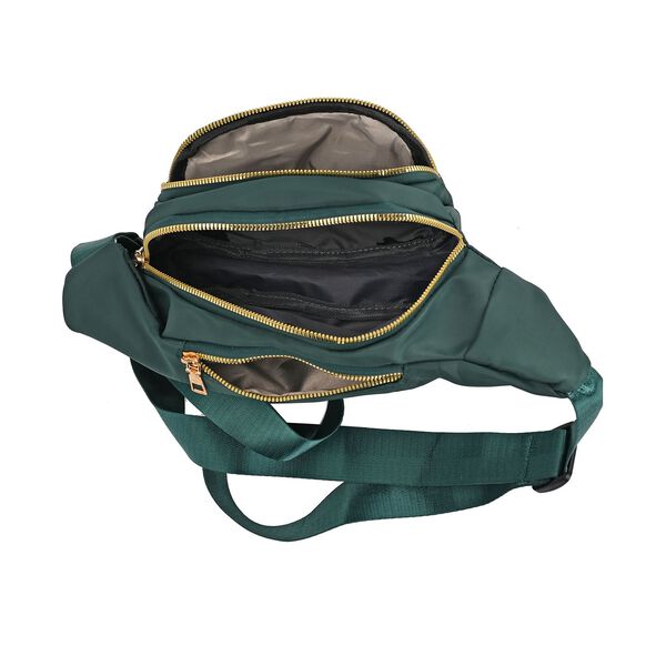 Multifunktionale RFID-gesch&uuml;tzte Nylon G&uuml;rteltasche mit Schnellverschluss, 36x4x13cm, Gr&uuml;n image number 8