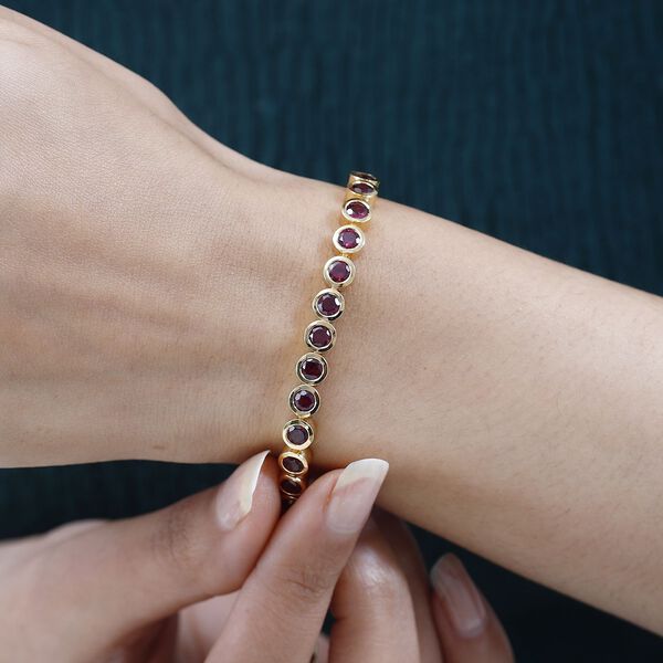 Rhodolith Granat Armband, ca. 18 cm, 925 Silber Gelbgold Vermeil, ca. 10.85 ct image number 3