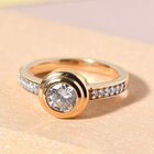 88 Facetten Moissanit Ring 925 Silber vergoldet  ca. 0,85 ct image number 1