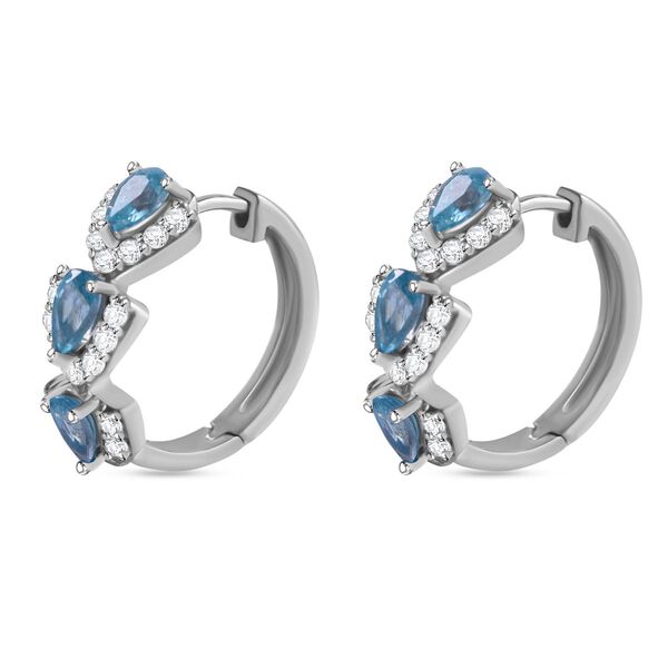 AA Blauer Zirkon, Weißer Zirkon Ohrringe 925 Silber rhodiniert ca. 2,90 ct. image number 2