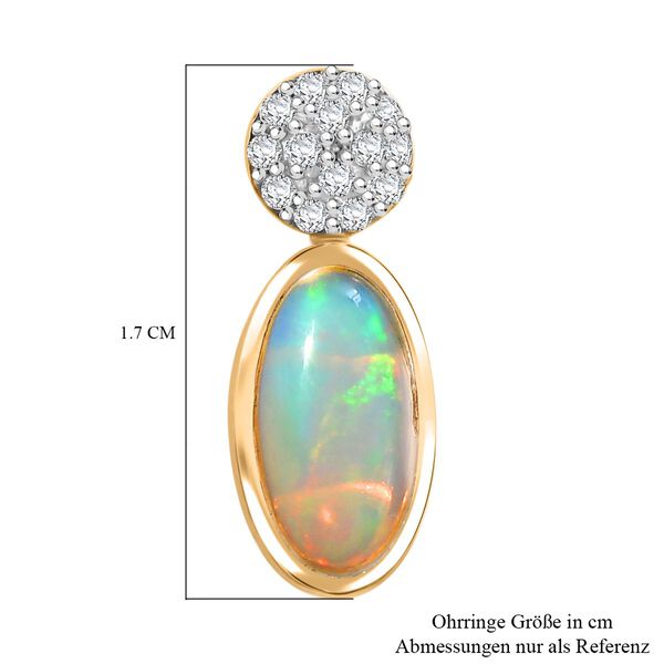 AA Natürliche, äthiopische Welo Opal und Zirkon Ohrringe - 2,11 ct. image number 6
