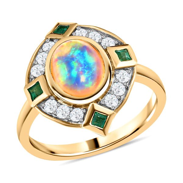 Natürlicher Äthiopischer Opal und Mehrfarbig Edelsteine Ring 925 Silber Vermeil image number 5