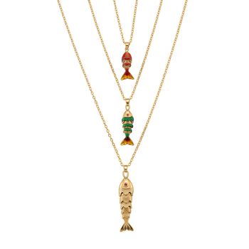 Orange Zirkonia Schmuckset ca. 50 cm + 5 cm Extender, Nickelfreies Messing emailliert