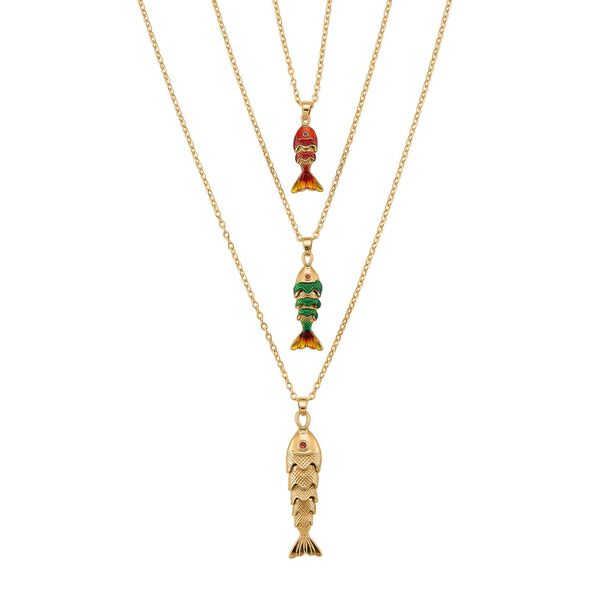 Orange Zirkonia Schmuckset ca. 50 cm + 5 cm Extender, Nickelfreies Messing emailliert