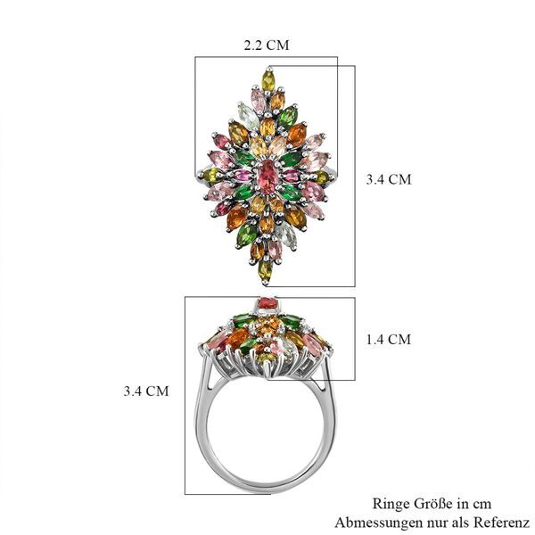 Natürlicher Mehrfach-Turmalin Ring, 925 Silber platiniert  ca. 3,68 ct image number 7