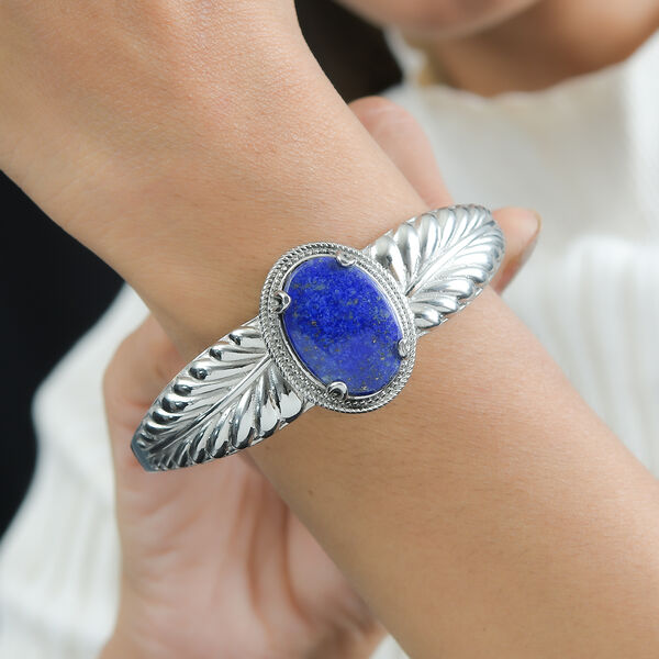 Lapislazuli Armreif, ca. 19 cm, Edelstahl, ca. 22.41 ct image number 2