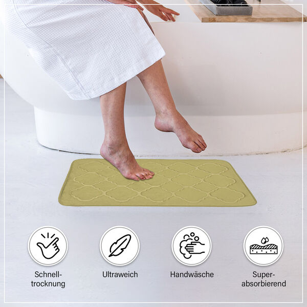 Homesmart- 2er-Set gepr&auml;gte Flanell-Badematte mit rutschfester Unterseite. Gr&uuml;n image number 2