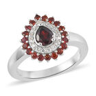 Anthill Granat und Zirkon Halo Ring 925 Silber platiniert  ca. 0,99 ct image number 3