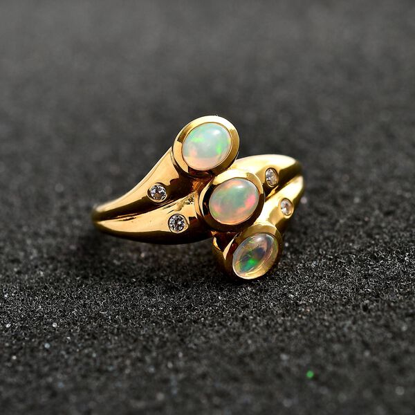 AA Natürlicher, äthiopischer Welo Opal und Zirkon-Ring - 0,76 ct. image number 3