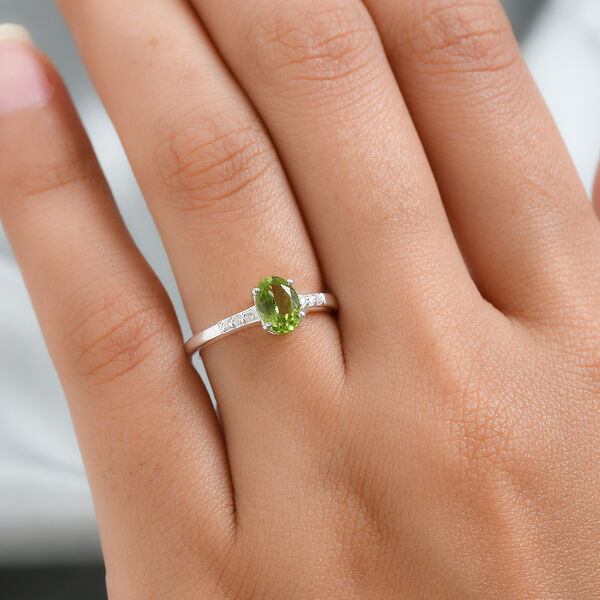 Nat&uuml;rlicher Peridot und Zirkon-Ring, 925 Silber  ca. 0,90 ct image number 3