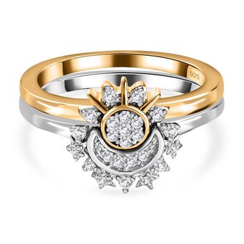 Wei&szlig;er Zirkonia Schmuckset 925 Silber Gelbgold Vermeil, 925 Silber platiniert