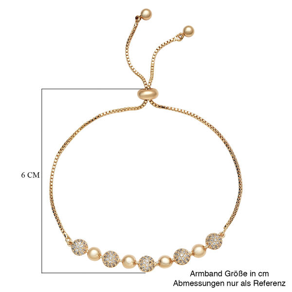 Wei&szlig;er Zirkonia Bolo Armband ca. 15.25 cm Gold tone ca. 0,20 ct image number 6