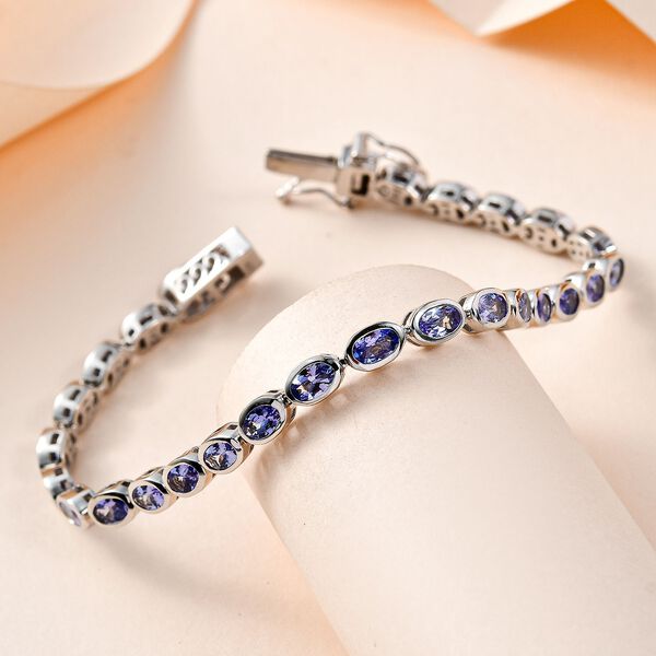 Tansanit Armband, ca. 18 cm, 925 Silber platiniert, ca. 6.39 ct image number 2