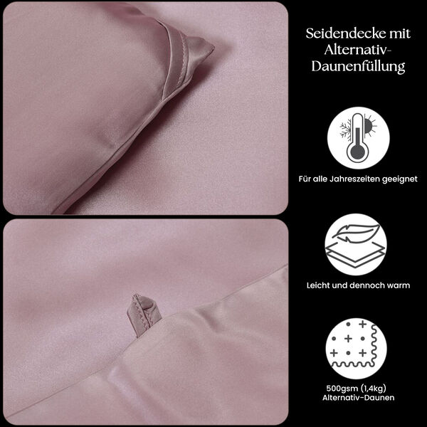 Serenity Night Seidendecke aus 100% Maulbeerseide mit 500gsm Kunstdaunenfüllung, 135x200cm, Rosa image number 4