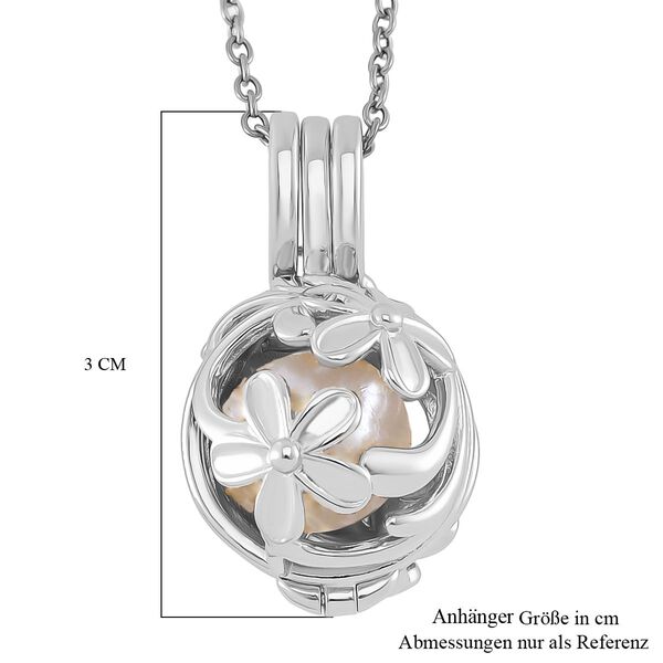 Weiße Edison Perle Schmuckset Messing und Edelstahl image number 6