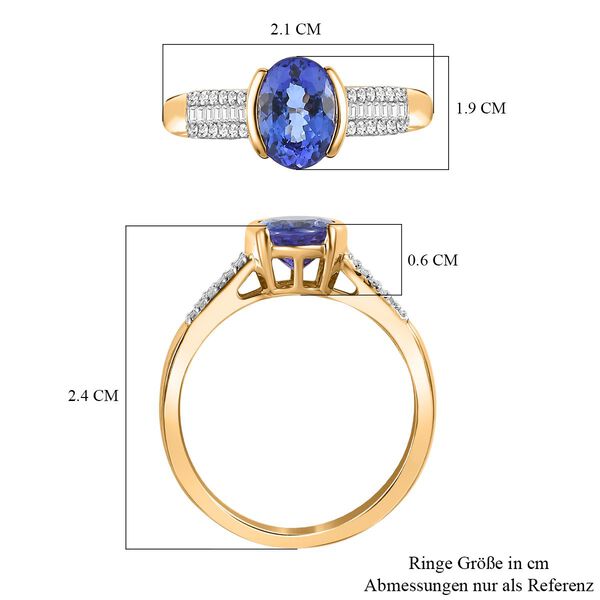 AAA Tansanit und Diamant Ring in 585 Gelbgold - 1,60 ct. image number 7