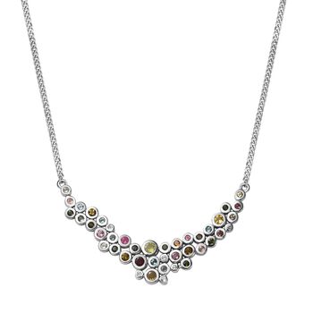 Mehrfach-Turmalin Halskette ca. 45 cm 925 Silber platiniert ca. 2.75 ct