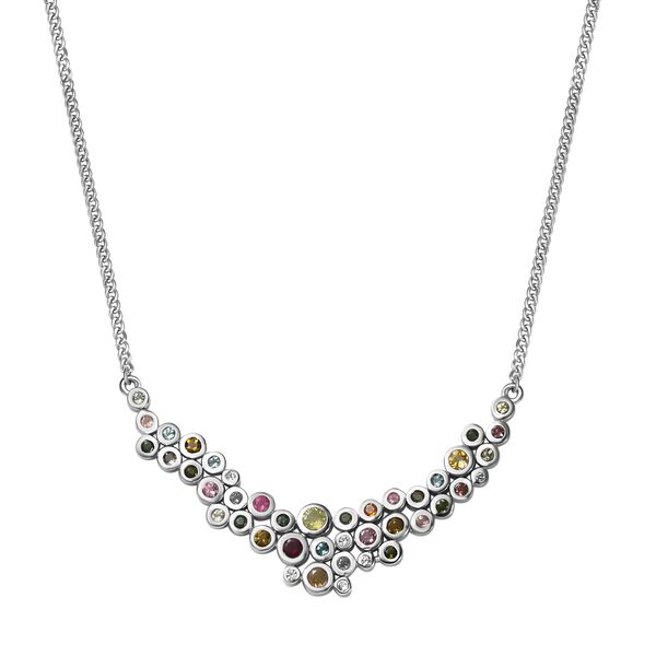 Mehrfach-Turmalin Halskette ca. 45 cm 925 Silber platiniert ca. 2.75 ct