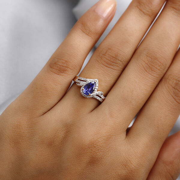 AAA Tansanit und I1-I2 GH Diamant-Ring - 1,20 ct. image number 3