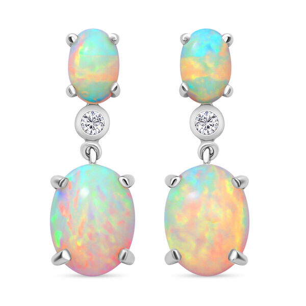 Nat&uuml;rliche, &auml;thiopische Opal-Ohrringe, 925 Silber platiniert ca. 3,19 ct