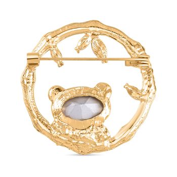 Neongr&uuml;ner Kristall, Wei&szlig;er Kristall Brosche  Std Gelb