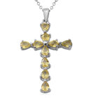 Gelber Saphir Kreuz-Anhänger mit kette ca. 45 cm, 925 Silber platiniert ca. 1,80 ct