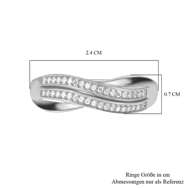 Weißer Diamant Ring 925 Silber platiniert (Größe 19.00) ca. 0.20 ct image number 5