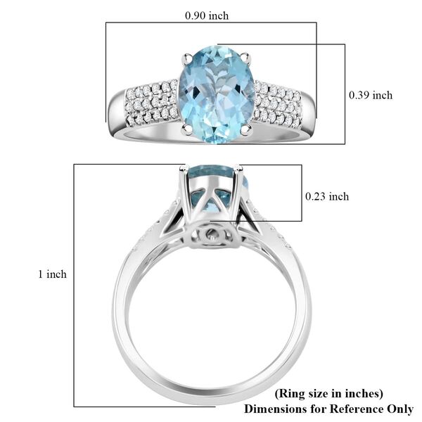 LUXORO zertifiziert und gepr&uuml;ft AAAA Santamaria Aquamarin und VS Diamant Ring in 417 Wei&szlig;gold - 1,75 ct. image number 5