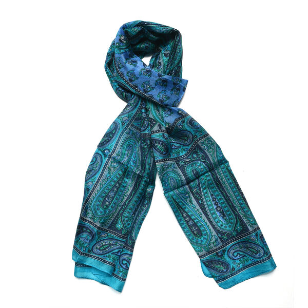 Bedruckter Tabby-Seidenschal, Himmelblau, 49x160cm image number 4