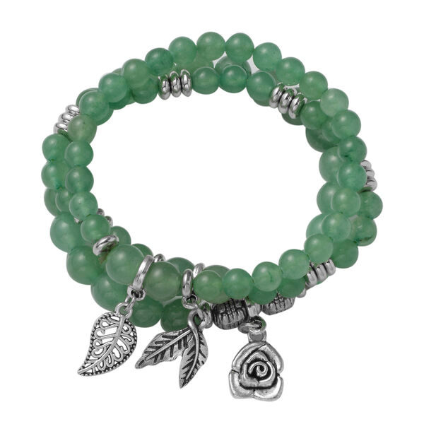 3er Set Gr&uuml;ner Aventurin Flexibel Armband 19 cm in silberfarben ca. 180,00 ct