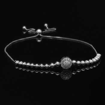 Wei&szlig;es Diamant-Kugelperlen-Armband, 19cm, 925 Silber platiniert - 0,25 ct.