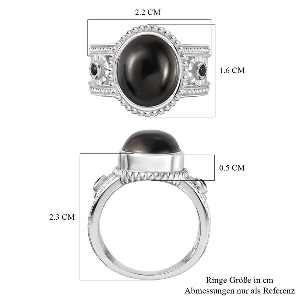 Elite Shungit, Schwarzer Spinell Ring 925 Silber rhodiniert (Gr&ouml;&szlig;e 21.00) ca. 2,97 ct image number 7