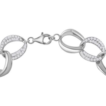 Wei&szlig;er Zirkonia Armband ca. 19 cm 925 Silber rhodiniert