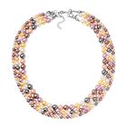 3 Reihige Mehrfarbige Muschelkernperle Halskette ca. 45 cm Edelstahl