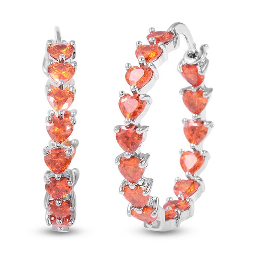 Orange Zirkonia Creolen in Silberton image number 0