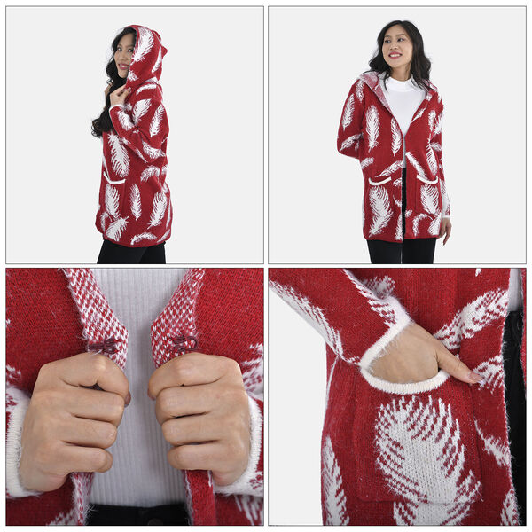 Winter-Kapuzenpullover mit 2 Taschen, Rot image number 7