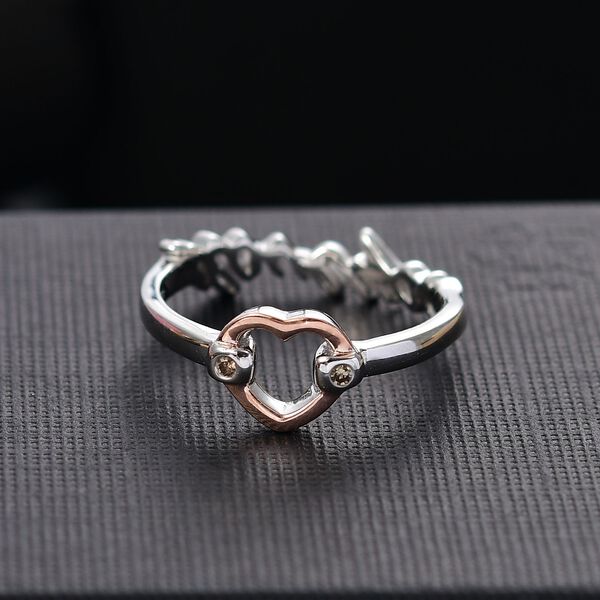 Kanchanaburi Blauer Saphir, Nat&uuml;rlicher Champagner Diamant Ring 925 Silber (Gr&ouml;&szlig;e 17.00) ca. 0,05 ct image number 2