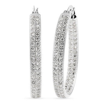 Wei&szlig;e Zirkonia-Creolen, reines Messing silberfarben ca. 2,10 ct